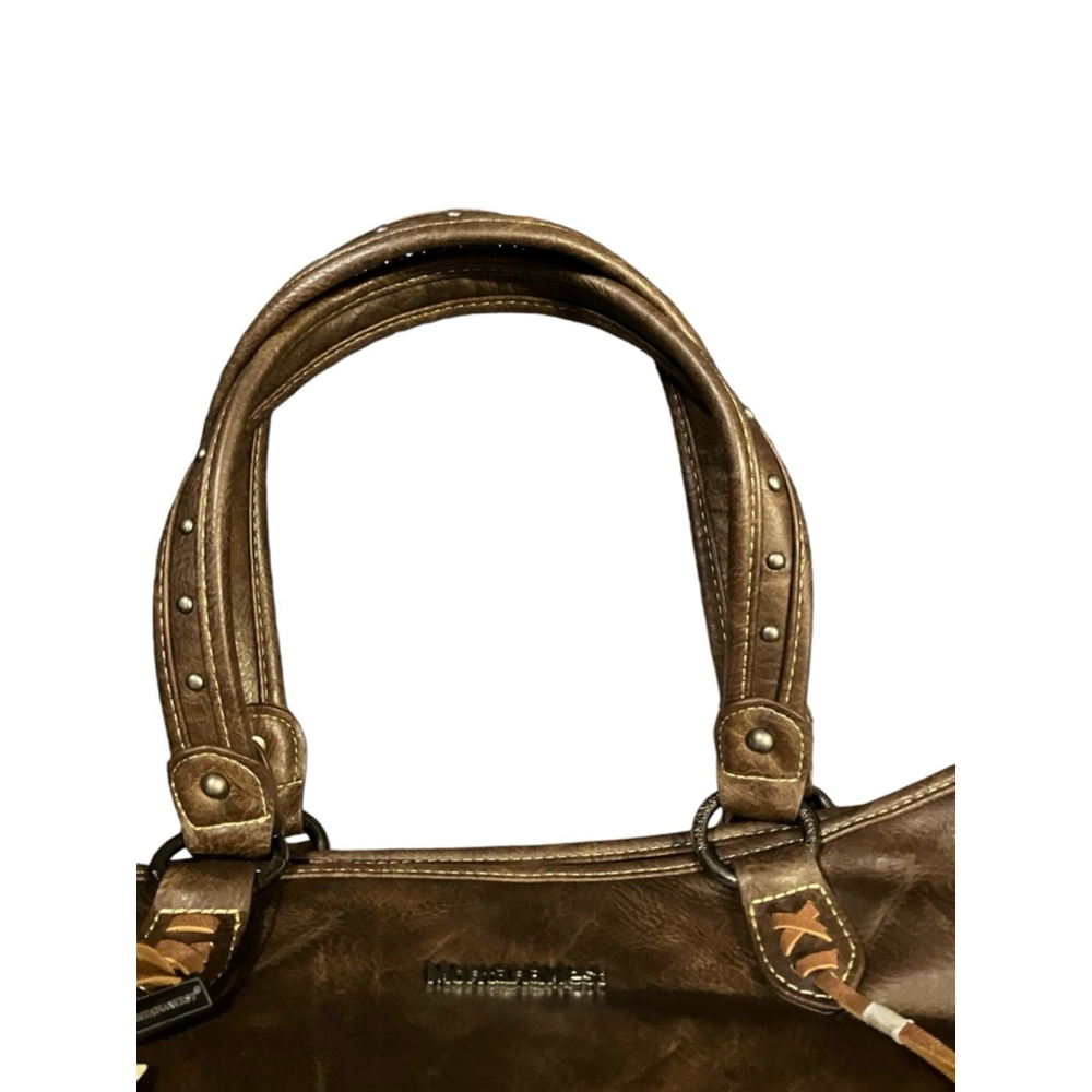 Montana West Brown Studded Fringe Shoulder Bag - Picture 3 of 15
